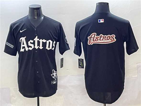 Mens Houston Astros Team Big Logo Black Gothic Houston Born Barrio Raised Limited Stitched Jersey->houston astros->MLB Jersey